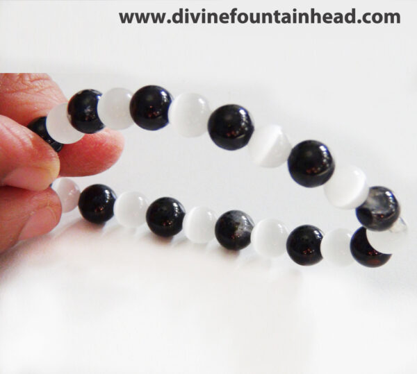 Selenite – Black Tourmaline Energy Protection Bracelet - Image 3