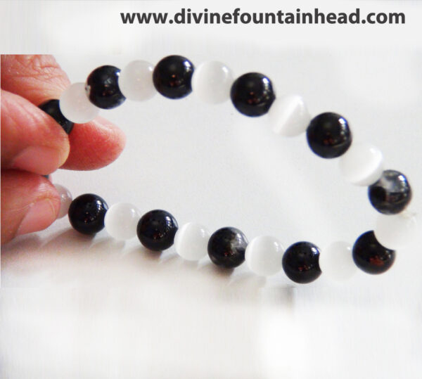 Selenite – Black Tourmaline Energy Protection Bracelet - Image 4