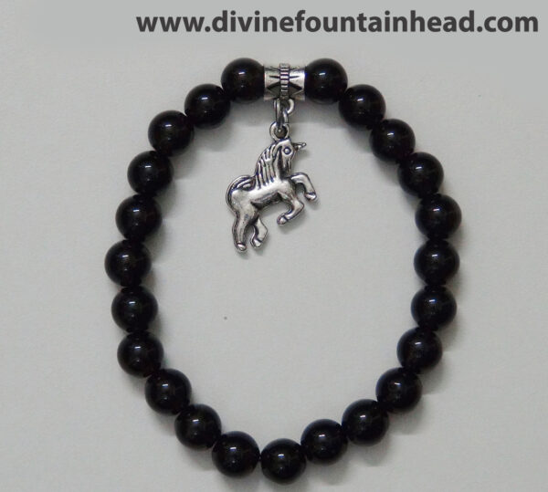 Smoky Quartz Bracelet with Unicorn Charm - Image 3