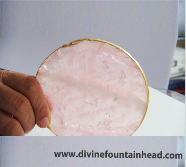 Rose Quartz Coaster (gold leaf edge) - 4 inch dia - Image 3