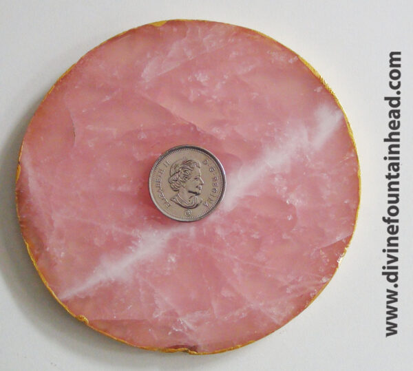 Rose Quartz Coaster (gold leaf edge) - 4 inch dia - Image 4