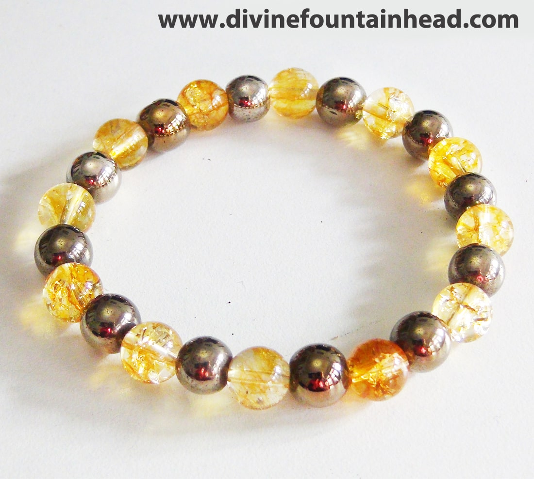 Lii Ji Citrine Jasper Tiger Eye Pyrite American 14K Gold Filled Bracelet  Natural Stone 6mm Handmade